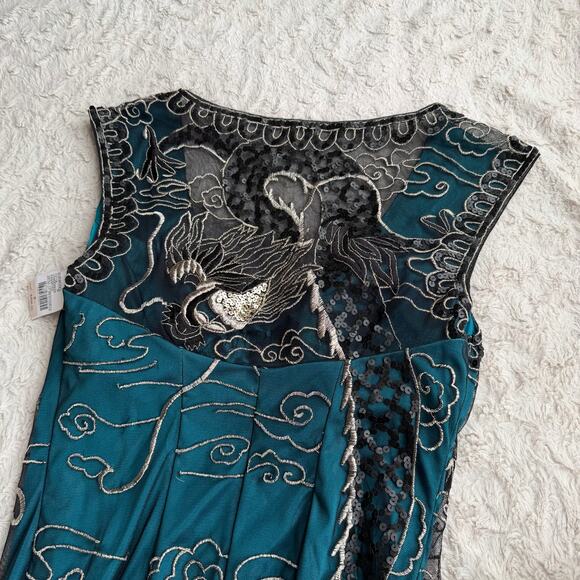 New Sue Wong Nocturne embroidered dragon maxi dress long gown cocktail nwt 2 - Picture 11 of 16